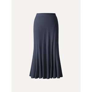 OGL Wrinkle-Resistant Cotton Linen Pull-On Midi Skirt Women's XS Smoky Navy NWT